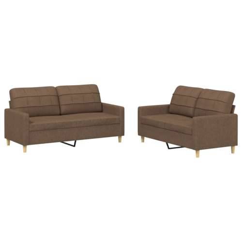 2-dijelni set sofa s jastucima smeđi od tkanine - Smeđa s jastučićima Cijena