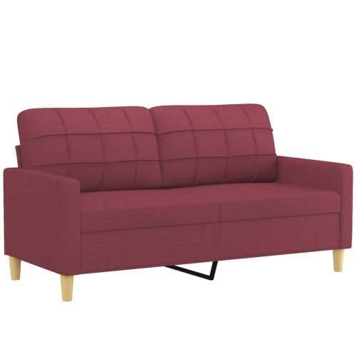 2-dijelni set sofa s jastucima crvena boja vina od tkanine - boja crnog vina s jastučićima Cijena