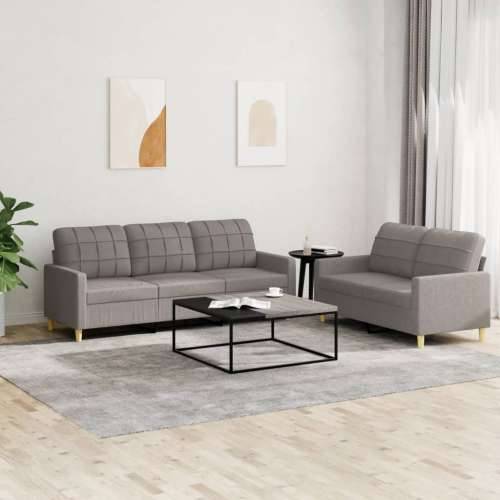 2-dijelni set sofa s jastucima smeđesivi od tkanine - Sivo-smeđa s jastučićima Cijena