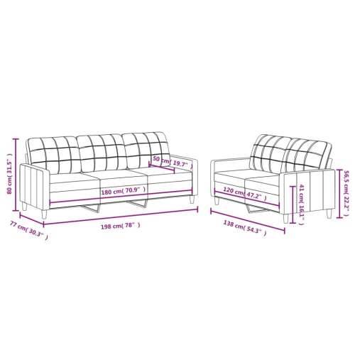 2-dijelni set sofa s jastucima smeđesivi od tkanine - Sivo-smeđa s jastučićima Cijena