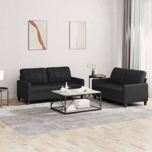 2-dijelni set sofa s jastucima crni od umjetne kože - Crna s jastučićima Cijena