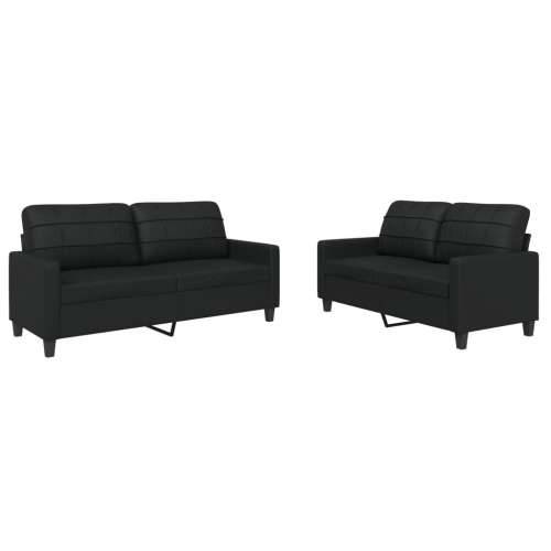 2-dijelni set sofa s jastucima crni od umjetne kože - Crna s jastučićima Cijena