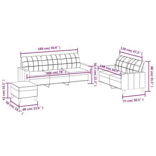 3-dijelni set sofa s jastucima sivi od umjetne kože - Siva s jastučićima i tabureom Cijena
