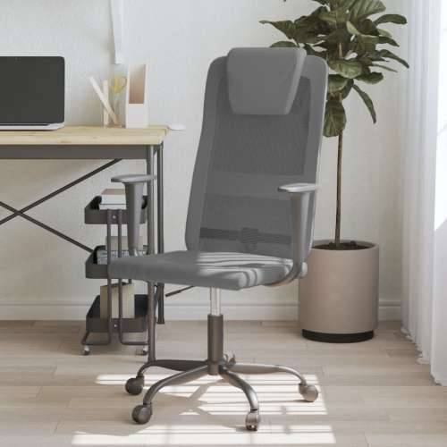 Uredska stolica podesive visine siva od tkanine i umjetne kože Cijena