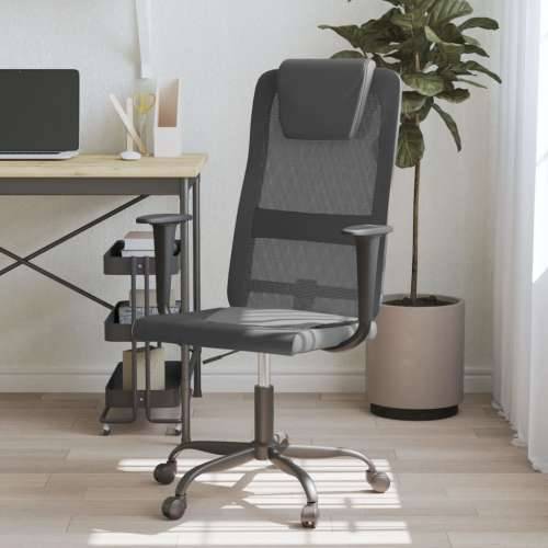 Uredska stolica podesive visine sivo-crna od tkanine i kože Cijena