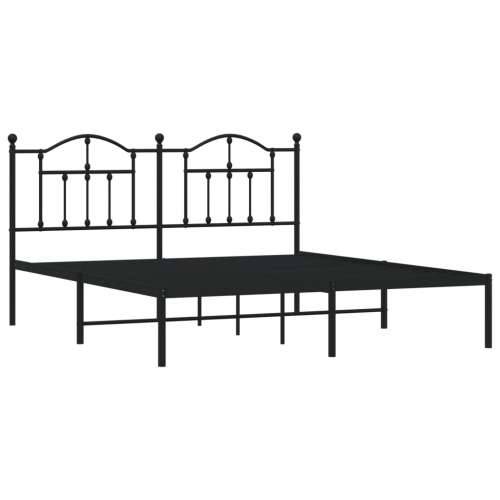 Metalni okvir za krevet s uzglavljem crni 180x200 cm Cijena