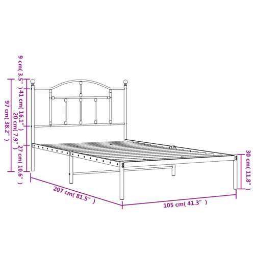 Metalni okvir za krevet s uzglavljem bijeli 100x200 cm - Bijela 100 x 200 cm s uzglavljem Cijena