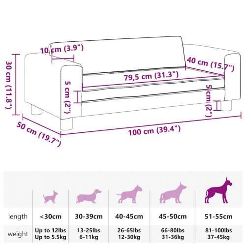 Krevet za pse s produžetkom krem 100 x 50 x 30 cm umjetna koža - Krema Umjetna koža Cijena