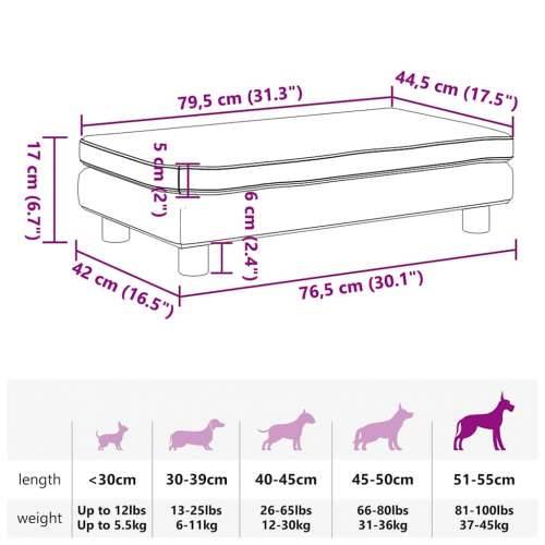 Krevet za pse s produžetkom krem 100 x 50 x 30 cm umjetna koža - Krema Umjetna koža Cijena