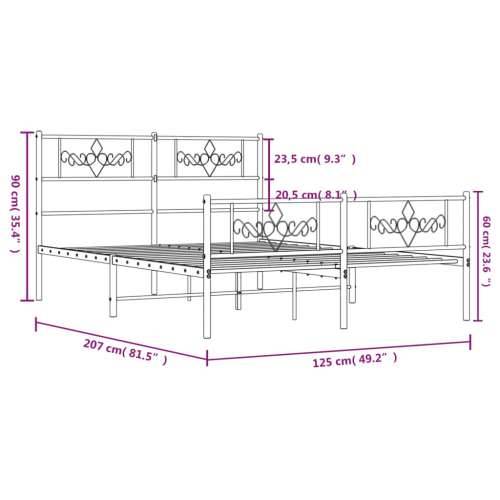Metalni okvir kreveta uzglavlje i podnožje bijeli 120x200 cm - Bijela 120 x 200 cm s uzglavljem i podnožjem Cijena