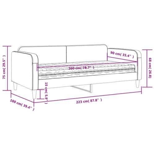 Dnevni krevet s madracem smeđesivi 90 x 200 cm od tkanine - Sivo-smeđa 90 x 200 cm s madracem Cijena