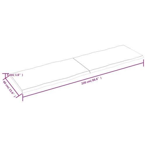 Stolna ploča svjetlosmeđa 220x60x(2-4) cm obrađena hrastovina - Svjetlosmeđa 220 x 60 x 4 cm 1 Cijena