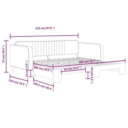 Dnevni krevet na razvlačenje svjetlosivi 100x200 cm baršunasti - Svjetlosiva 100 x 200 cm s krevetom na izvlačenje Cijena