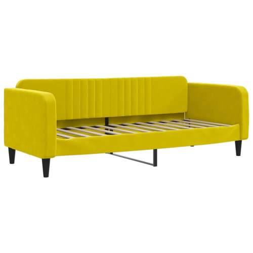 Dnevni krevet na razvlačenje s ladicama žuti 80 x 200 cm baršun - Žuta 80 x 200 cm s krevetom na izvlačenje i ladicom Cijena