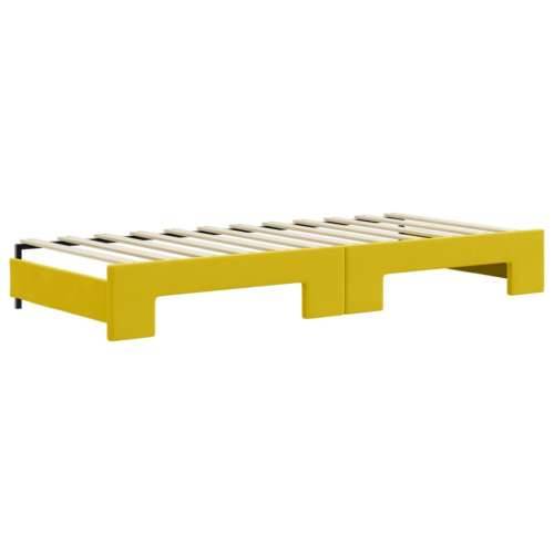 Dnevni krevet na razvlačenje s ladicama žuti 80 x 200 cm baršun - Žuta 80 x 200 cm s krevetom na izvlačenje i ladicom Cijena
