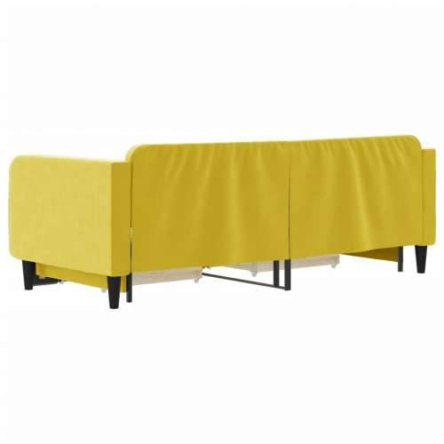 Dnevni krevet na razvlačenje s ladicama žuti 90 x 200 cm baršun - Žuta 90 x 200 cm s krevetom na izvlačenje i ladicom Cijena