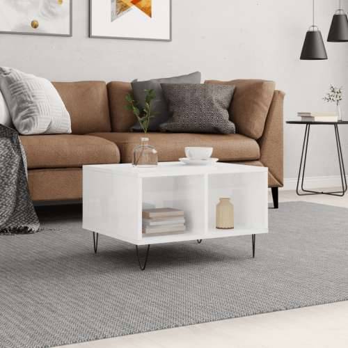 Stolić za kavu sjajni bijeli 60x50x36,5 cm konstruirano drvo - Visoko sjajno bijela 1 Cijena