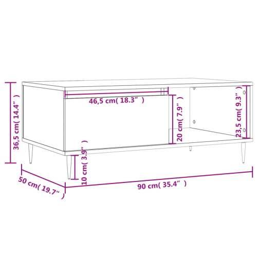 Stolić za kavu boja hrasta 90x50x36,5 cm konstruirano drvo - Dimljeni hrast 1 Cijena