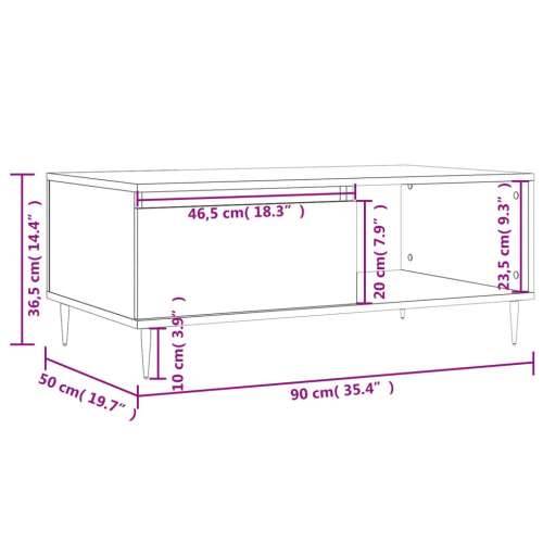 Stolić za kavu smeđa boja hrasta 90x50x36,5cm konstruirano drvo - Smeđi hrast 1 Cijena
