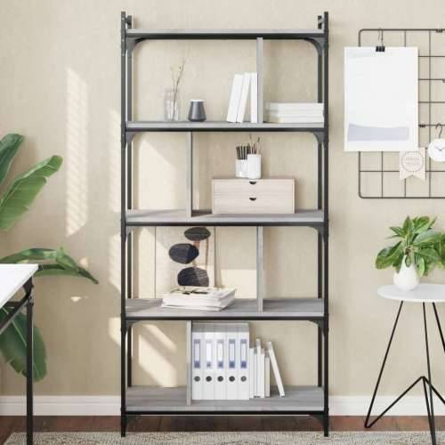 Regal za knjige s 5 razina siva boja hrasta 76x32x158 cm drveni - Sivi hrast sonoma 1 158 cm Cijena