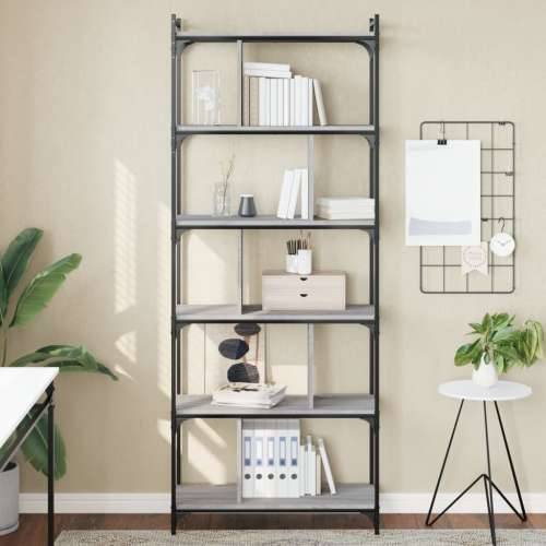 Regal za knjige 6 razina siva boja hrasta 76x32x192 cm drveni - Sivi hrast sonoma 1 192 cm Cijena