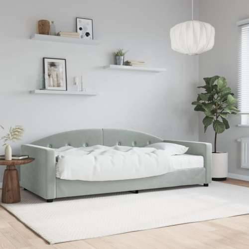 Dnevni krevet s madracem svjetlosivi 90 x 190 cm baršunasti - Svjetlosiva 90 x 190 cm s madracem Cijena