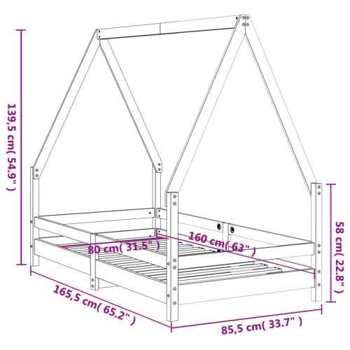 Okvir za dječji krevet 80 x 160 cm od masivne borovine - Prirodna 80 x 160 cm Cijena
