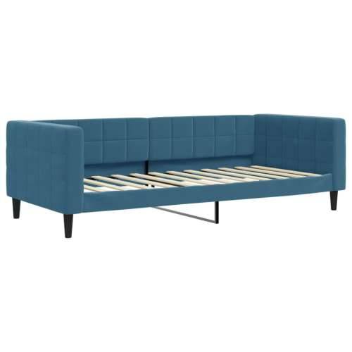 Dnevni krevet s madracem plavi 90 x 200 cm baršunasti - Plava 90 x 200 cm s madracem Cijena