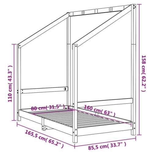 Okvir za dječji krevet 80 x 160 cm od masivne borovine Cijena