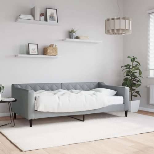 Dnevni krevet s madracem svjetlosivi 90 x 190 cm od tkanine - Svjetlosiva 90 x 190 cm s madracem Cijena