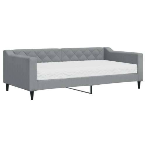 Dnevni krevet s madracem svjetlosivi 90 x 190 cm od tkanine - Svjetlosiva 90 x 190 cm s madracem Cijena
