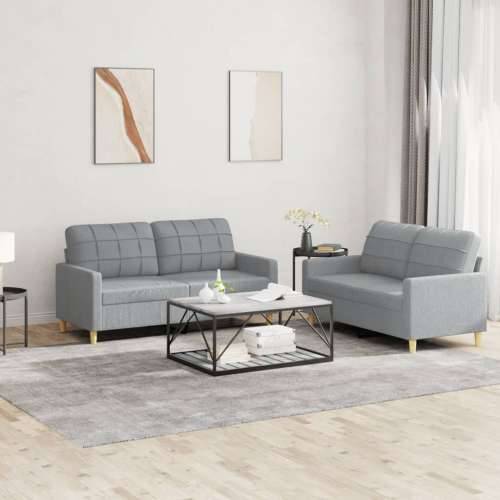 2-dijelni set sofa s jastucima svjetlosivi od tkanine - Svjetlosiva s jastučićima Cijena