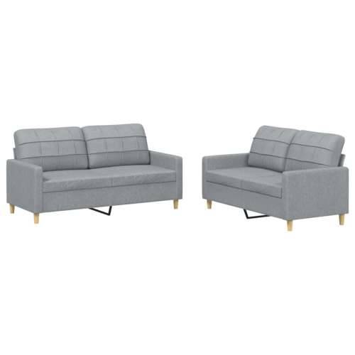 2-dijelni set sofa s jastucima svjetlosivi od tkanine - Svjetlosiva s jastučićima Cijena