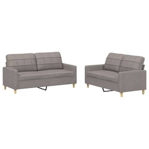 2-dijelni set sofa s jastucima smeđesivi od tkanine - Sivo-smeđa s jastučićima Cijena