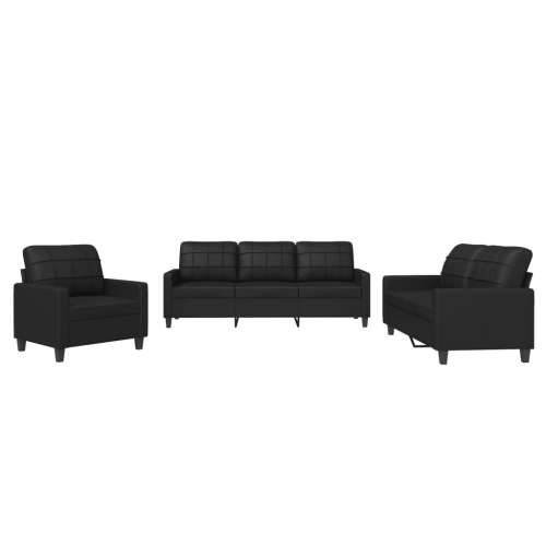 3-dijelni set sofa s jastucima crni od umjetne kože Cijena