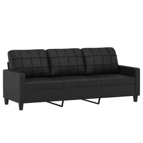 3-dijelni set sofa s jastucima crni od umjetne kože Cijena