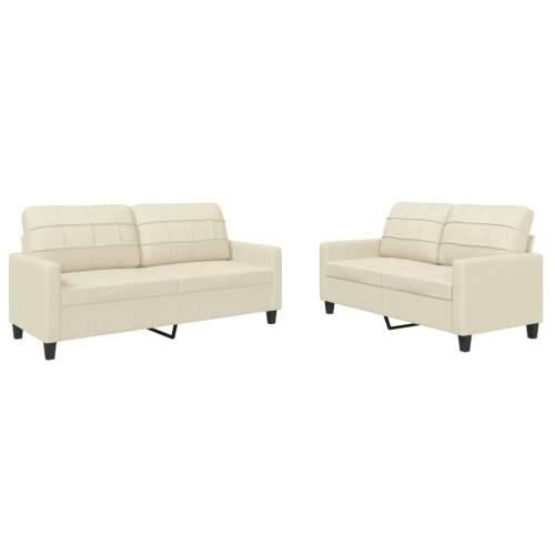 2-dijelni set sofa s jastucima krem od umjetne kože - Krema s jastučićima Cijena