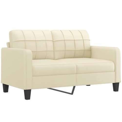 2-dijelni set sofa s jastucima krem od umjetne kože - Krema s jastučićima Cijena