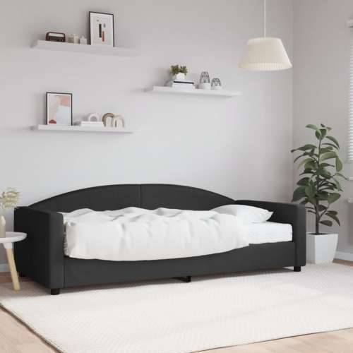 Dnevni krevet s madracem crni 90 x 200 cm od tkanine - Crna 90 x 200 cm s madracem Cijena