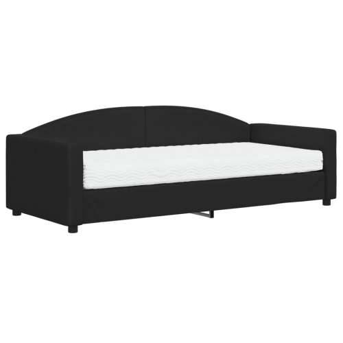 Dnevni krevet s madracem crni 90 x 200 cm od tkanine - Crna 90 x 200 cm s madracem Cijena