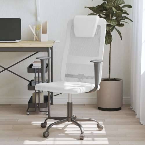 Uredska stolica podesive visine tkanina i umjetna koža bijela