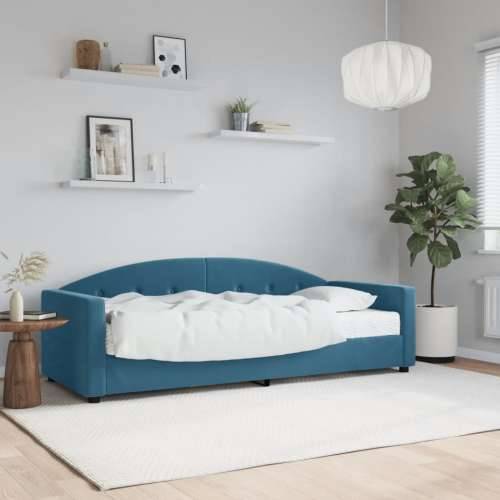 Dnevni krevet s madracem plavi 80 x 200 cm baršunasti - Plava 80 x 200 cm s madracem Cijena