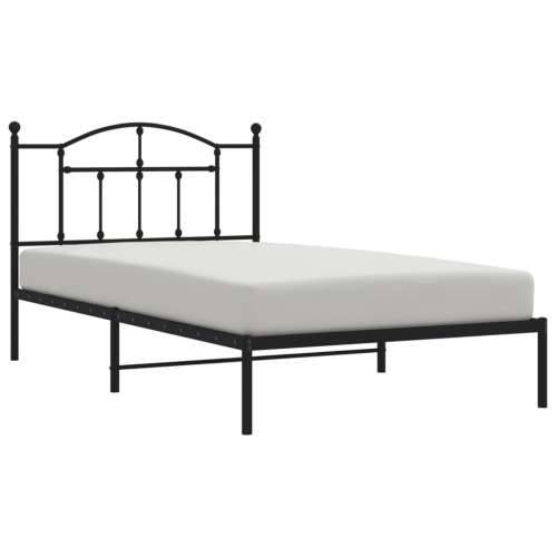 Metalni okvir za krevet s uzglavljem crni 107x203 cm Cijena