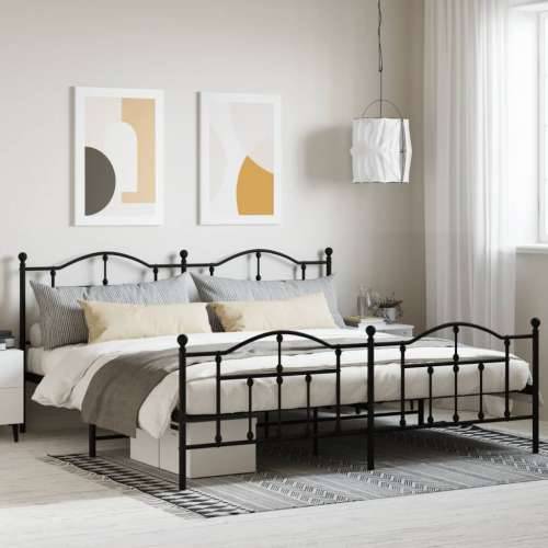 Metalni okvir kreveta uzglavlje i podnožje crni 193x203 cm