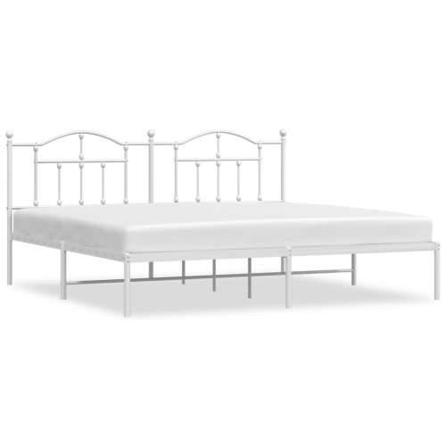 Metalni okvir za krevet s uzglavljem bijeli 193x203 cm Cijena