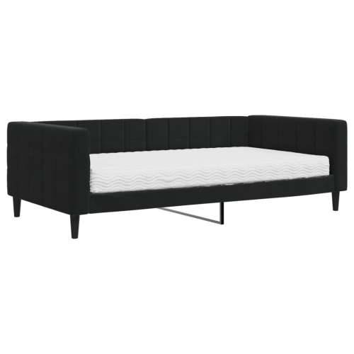 Dnevni krevet s madracem crni 100 x 200 cm baršunasti - Crna 100 x 200 cm s madracem Cijena