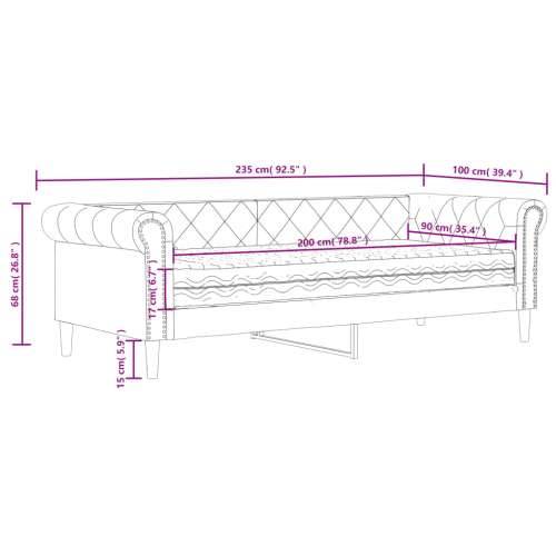 Dnevni krevet s madracem crni 90 x 200 cm od umjetne kože - Crna 90 x 200 cm s madracem Cijena