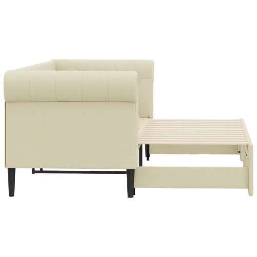 Dnevni krevet na razvlačenje krem 90 x 200 cm od umjetne kože - Krema 90 x 200 cm s krevetom na izvlačenje Cijena