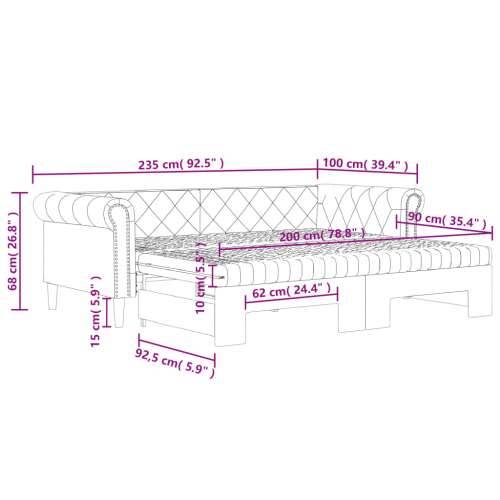 Dnevni krevet na razvlačenje crni 90 x 200 cm od umjetne kože - Crna 90 x 200 cm s krevetom na izvlačenje i madracem Cijena