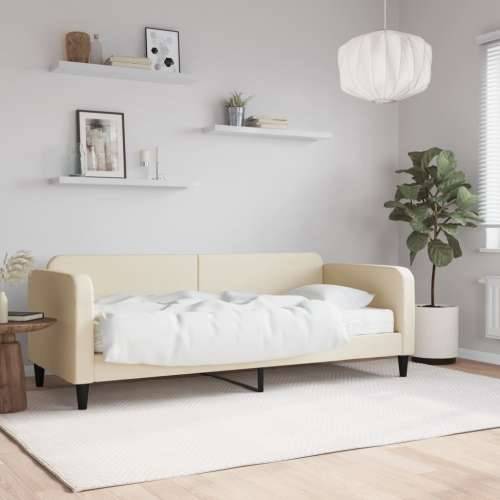 Dnevni krevet s madracem krem 100 x 200 cm od tkanine - Krema 100 x 200 cm s madracem Cijena